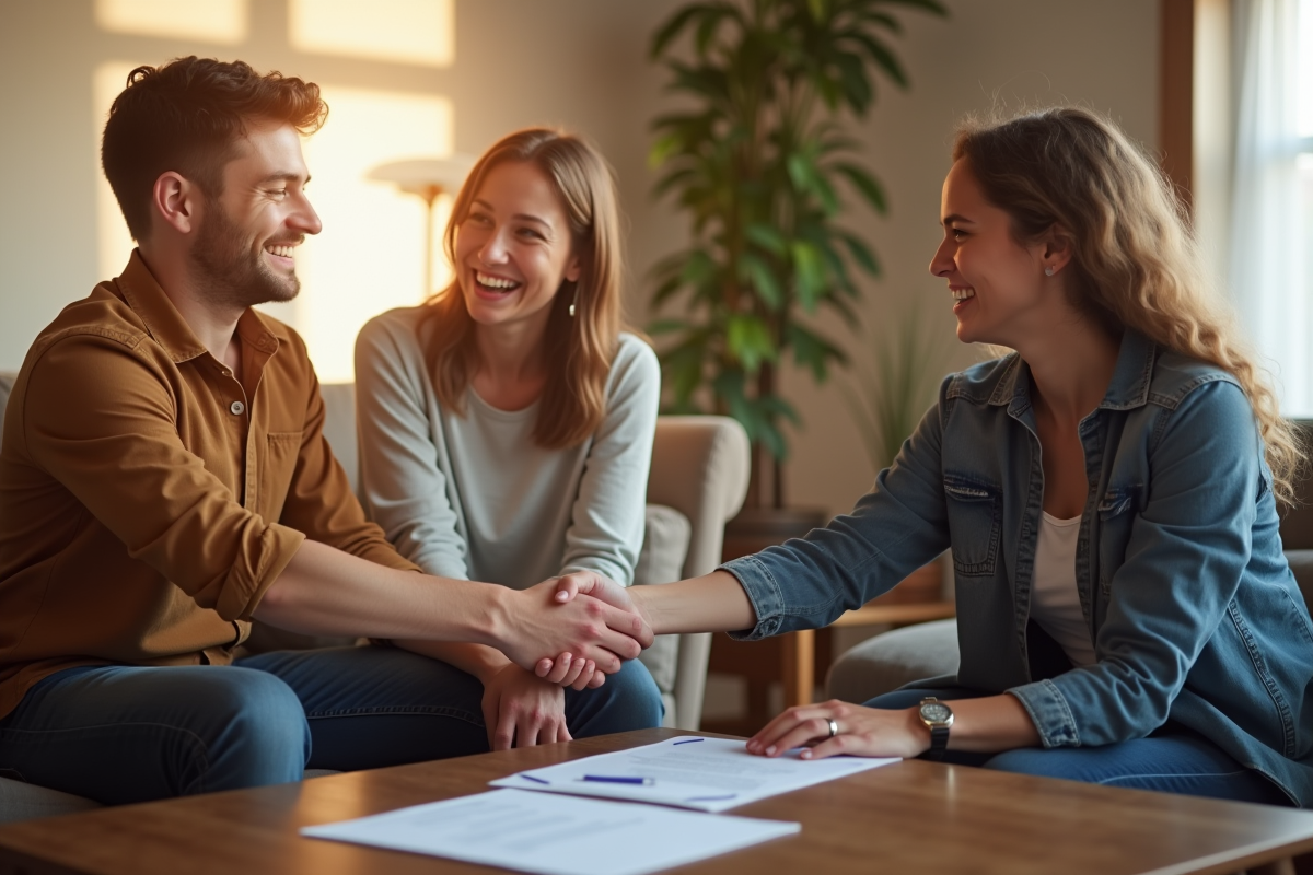 Travailleuse sociale serrant la main d