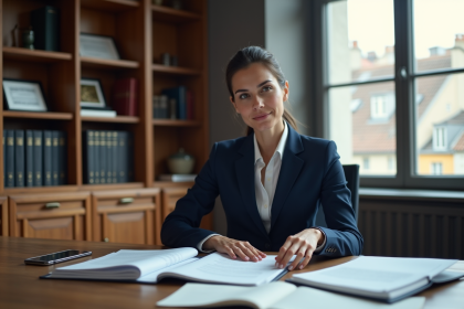 Femme avocate dans son bureau parisien en r&eacute;union