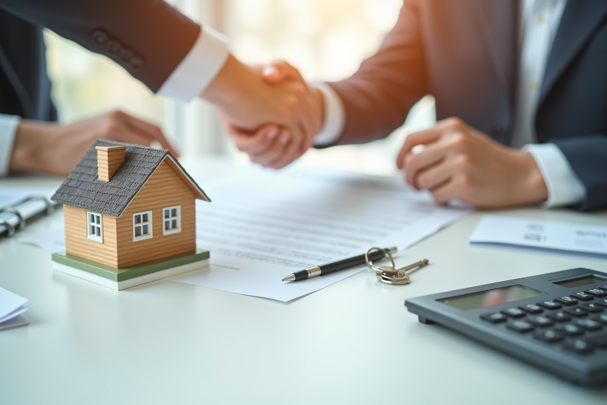 Echange de clés et contrat de location sur une table claire