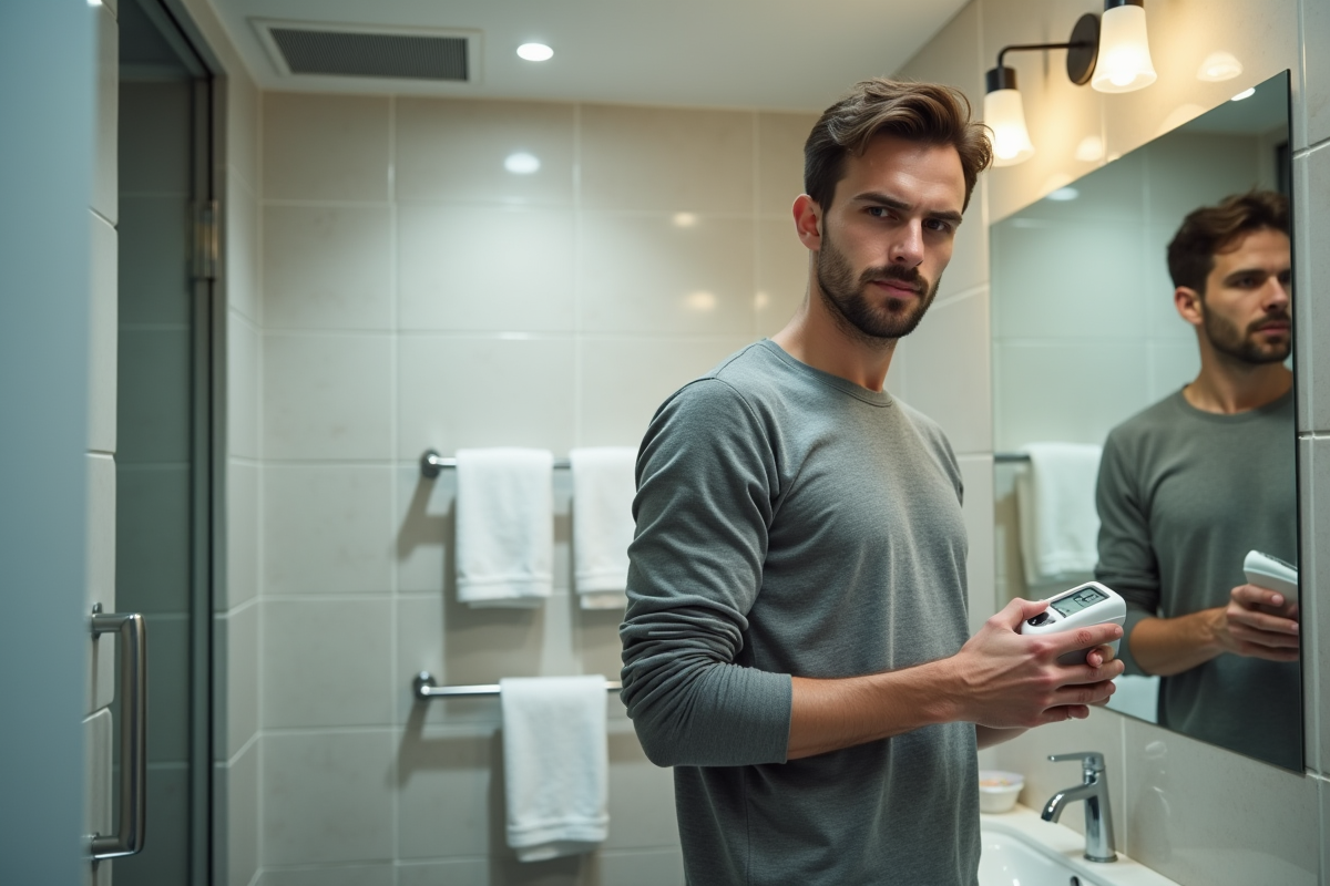 Jeune homme vérifiant l