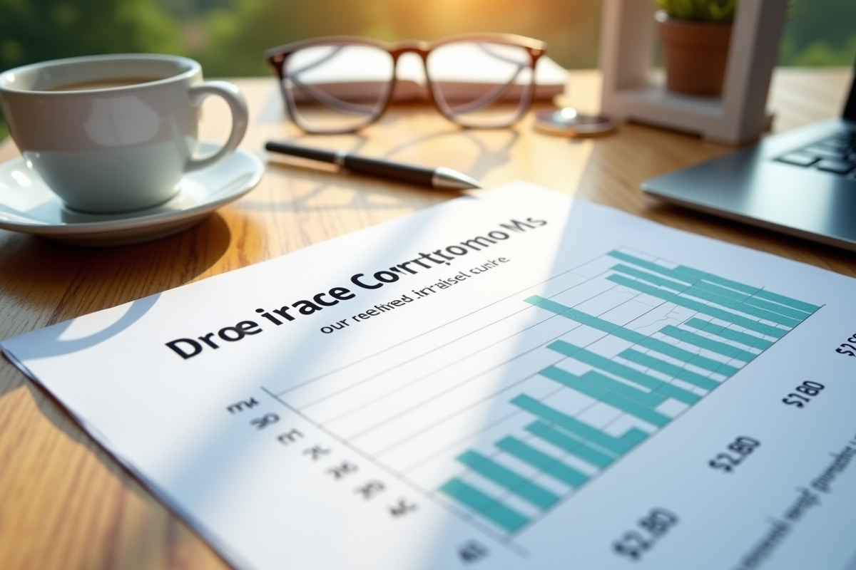 Rapport de ventes immobilières DVF avec colonnes de prix sur bureau